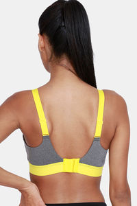 Zelocity High Impact Quick Dry Padded Sports Bra - Mid Grey Heather — thumbnail 4